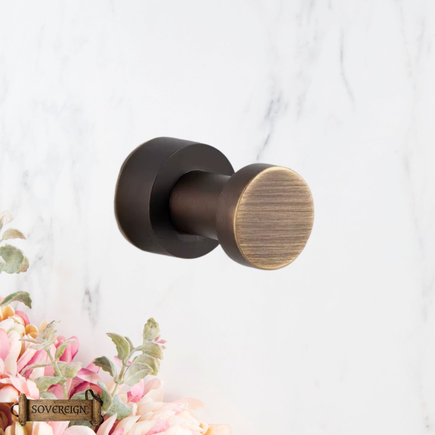 Sovereign Moderna Brass button robe hook  -3 Luxury Finishes