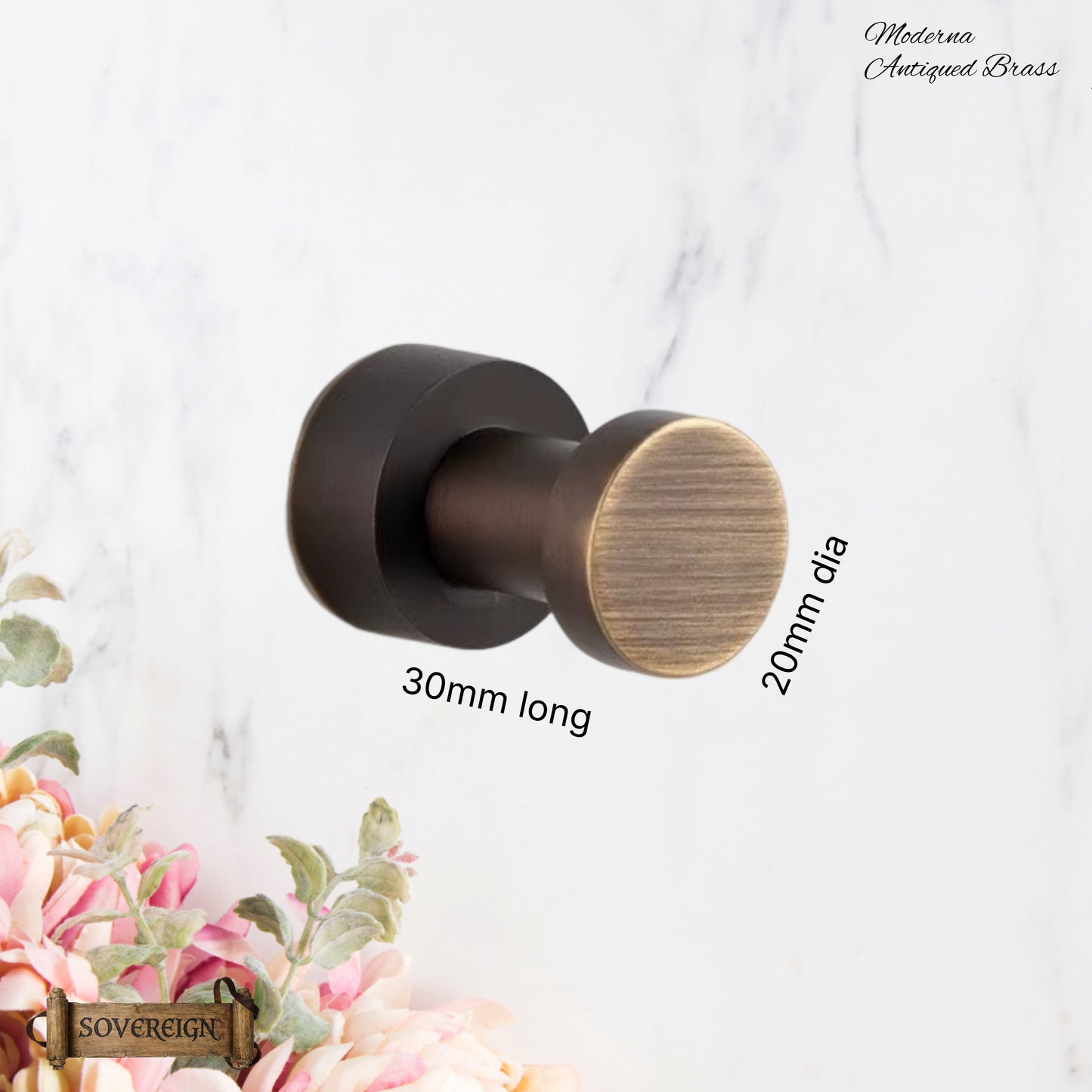 Sovereign Moderna Brass button robe hook  -3 Luxury Finishes