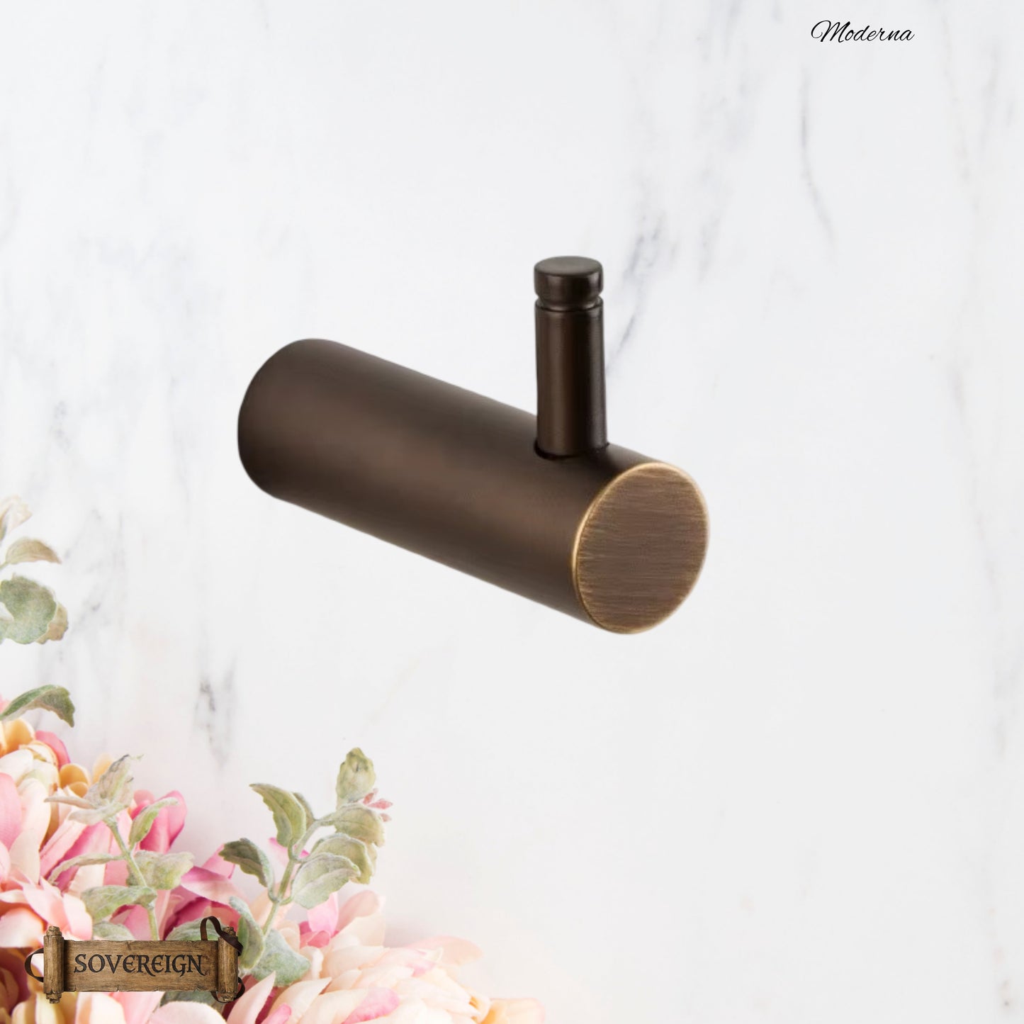 Sovereign Moderna Brass Upright robe hook  -3 Luxury Finishes