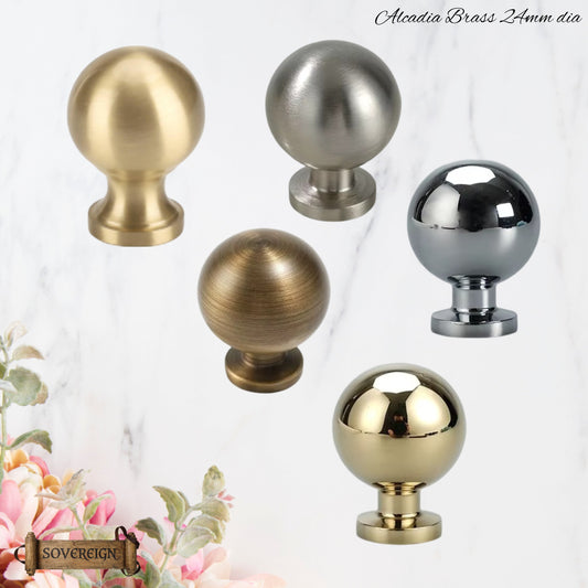 "Acadia" High Ball solid Brass cabinet Knob 24mm-5 Finishes
