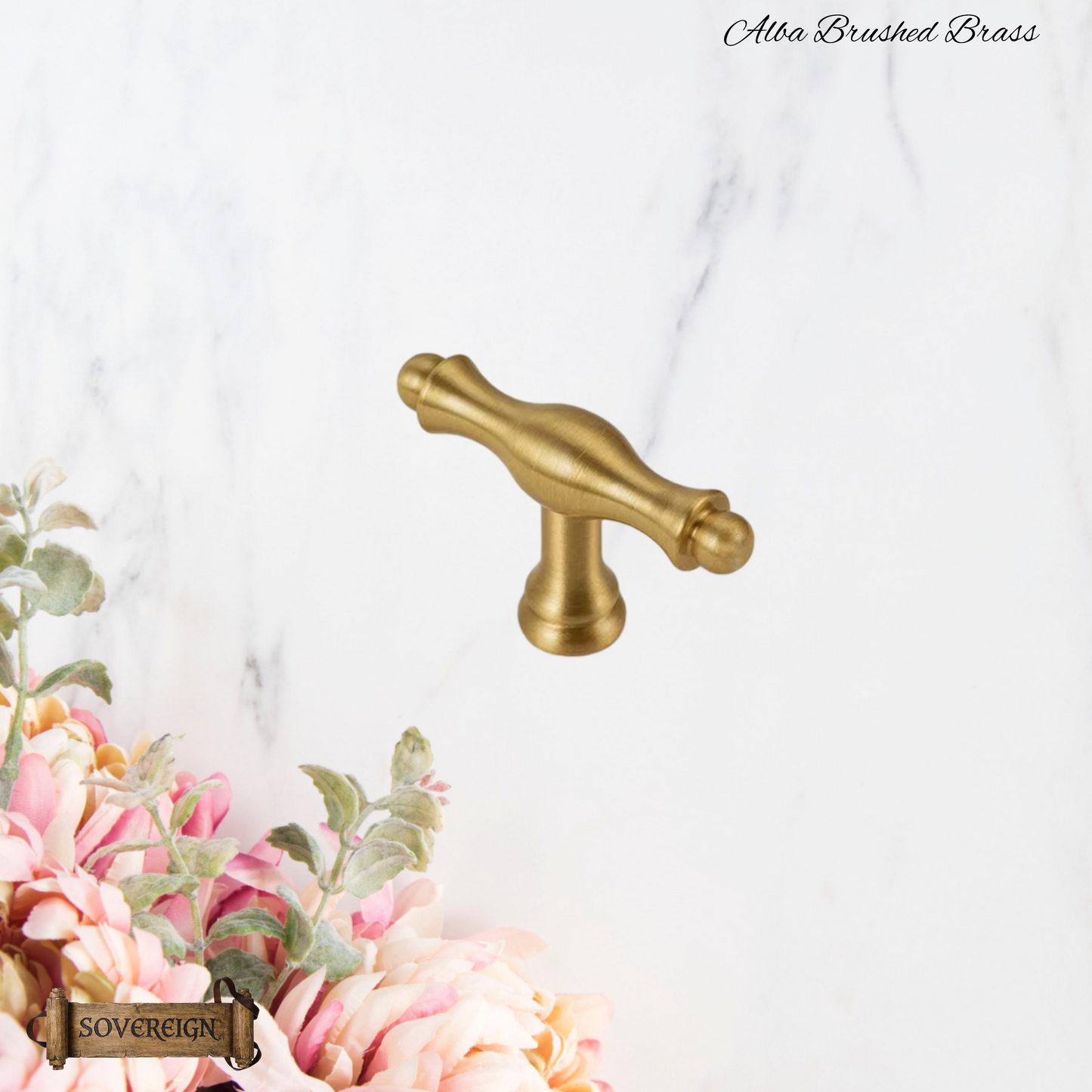 "Alba"Sovereign Brushed Brass ornate cabinet/Drawer handle-5 Sizes