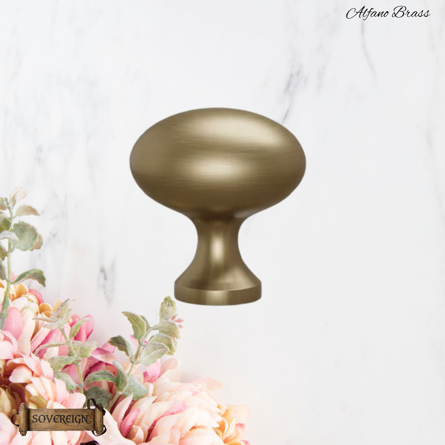"Alfano" Sovereign Brass Oval cabinet/Drawer Knobs-2 finishes