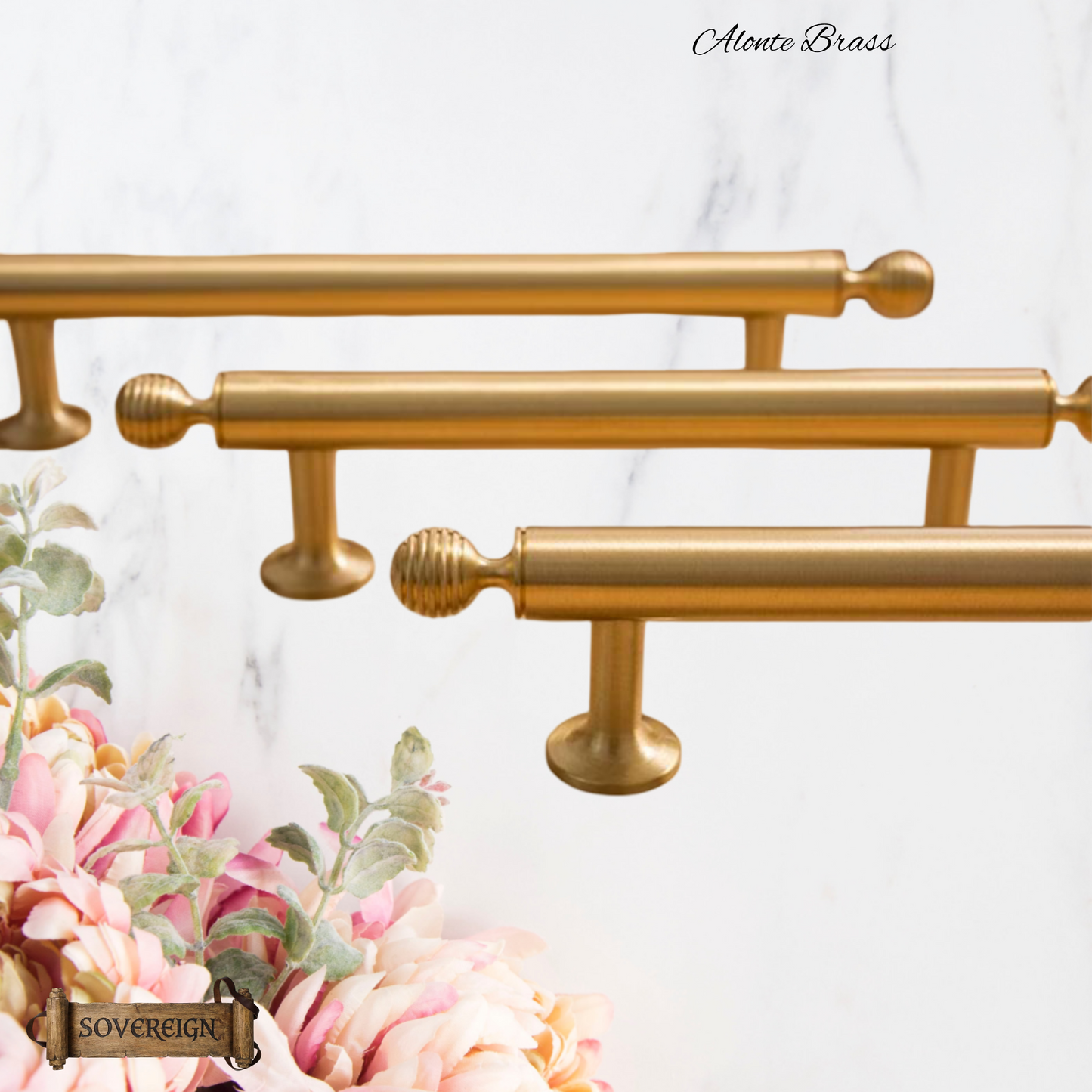 "Alonte" Sovereign beehive Brushed Brass ornate cabinet/Drawer handle-7 Sizes
