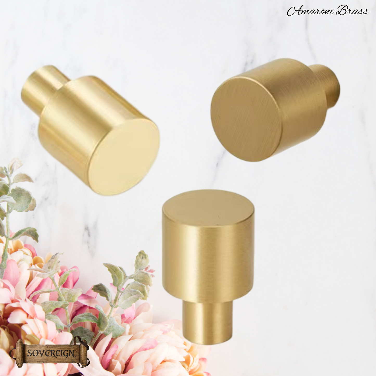 "Aprica" Sovereign Tower Brushed Brass cabinet/Drawer Knob 20mm dia