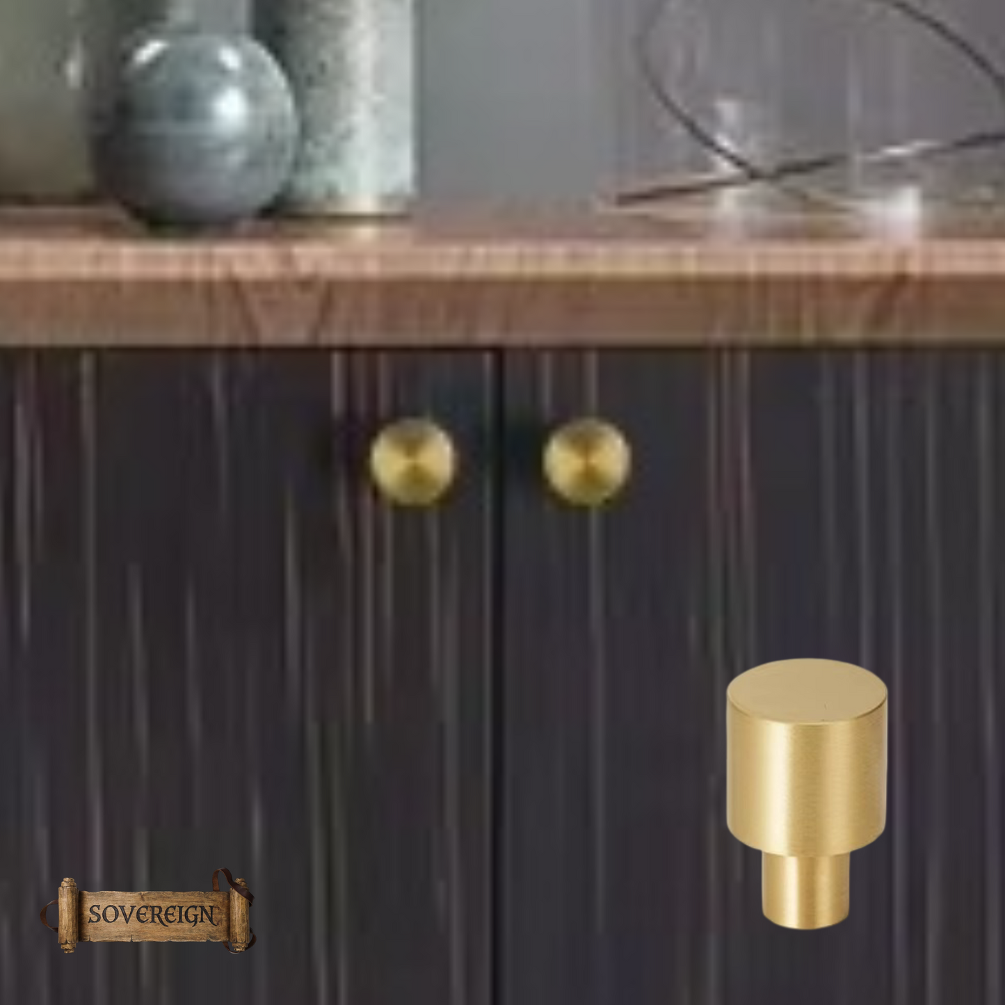 "Aprica" Sovereign Tower Brushed Brass cabinet/Drawer Knob 20mm dia