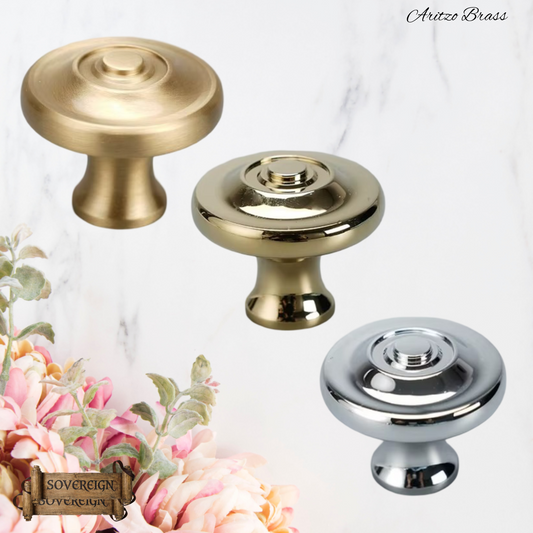 "Aritzo" Sovereign Circlet Brass cabinet/Drawer Knob 33mm dia