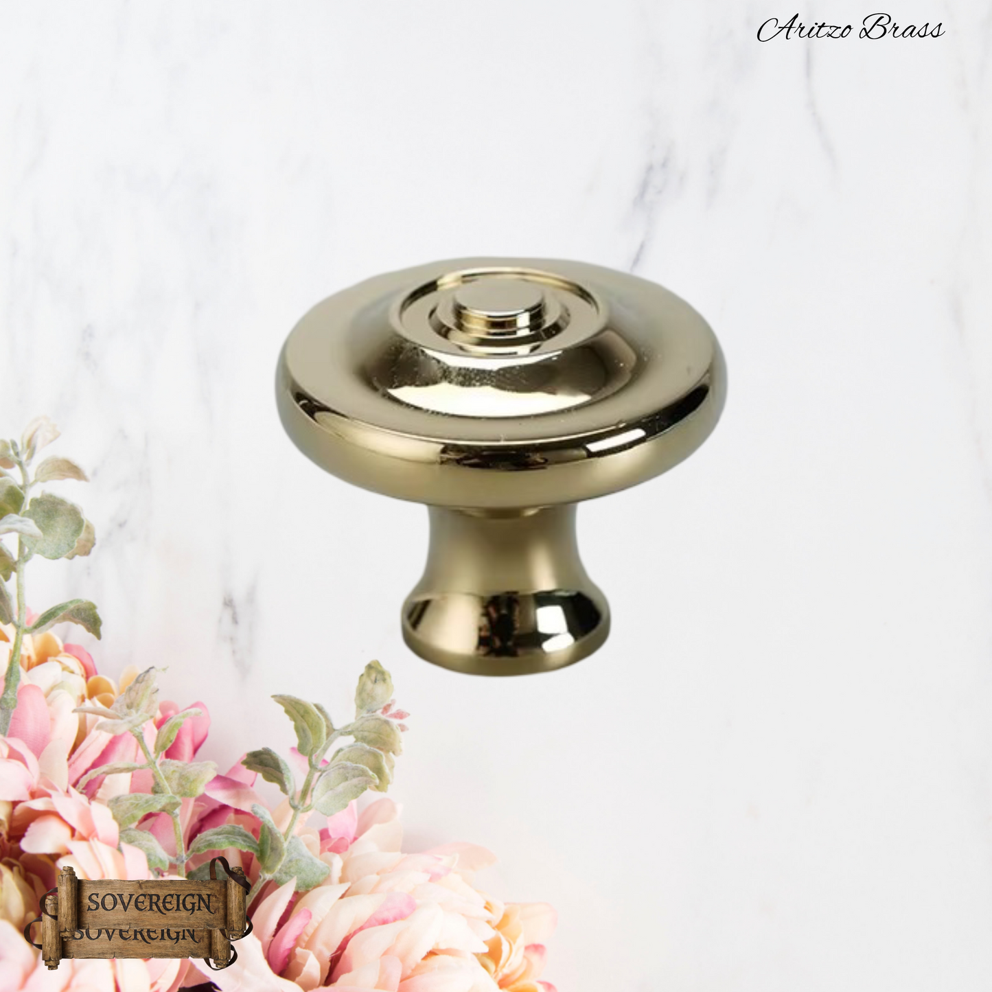 "Aritzo" Sovereign Circlet Brass cabinet/Drawer Knob 33mm dia