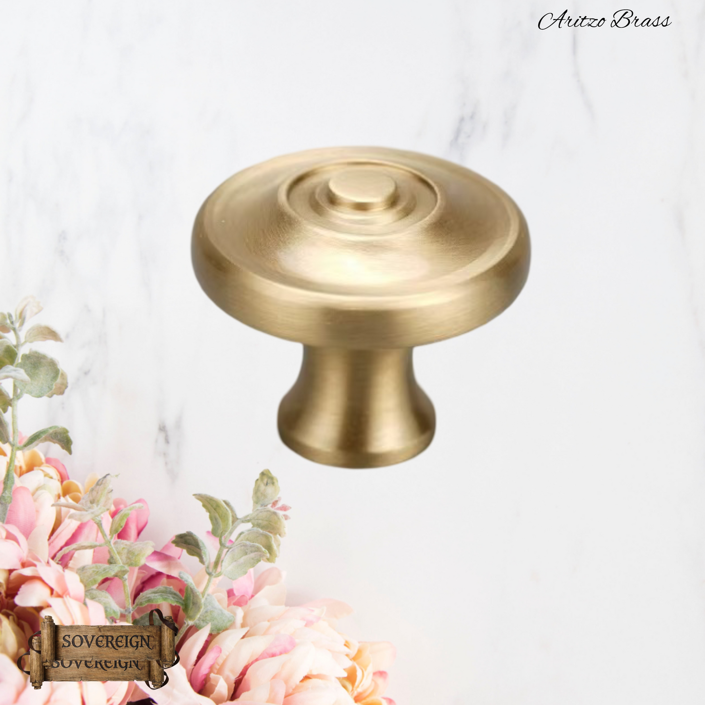 "Aritzo" Sovereign Circlet Brass cabinet/Drawer Knob 33mm dia