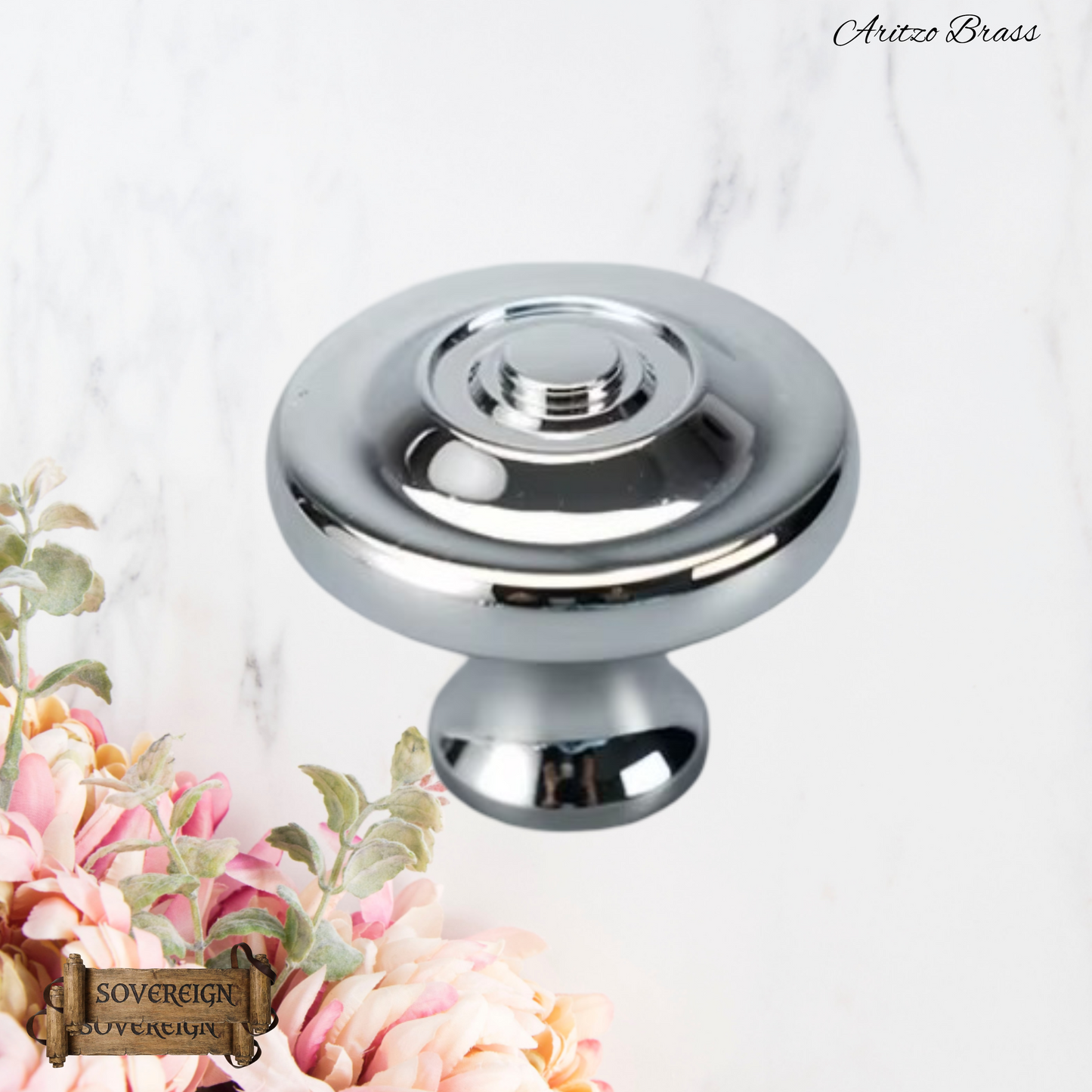 "Aritzo" Sovereign Circlet Brass cabinet/Drawer Knob 33mm dia