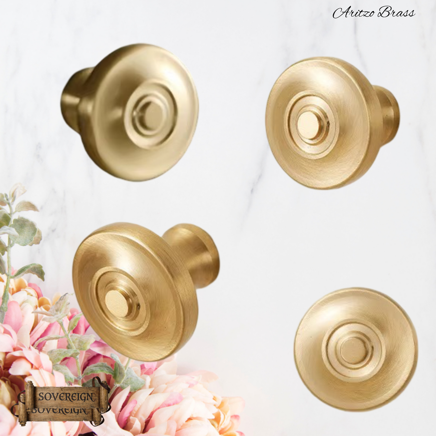 "Aritzo" Sovereign Circlet Brass cabinet/Drawer Knob 33mm dia