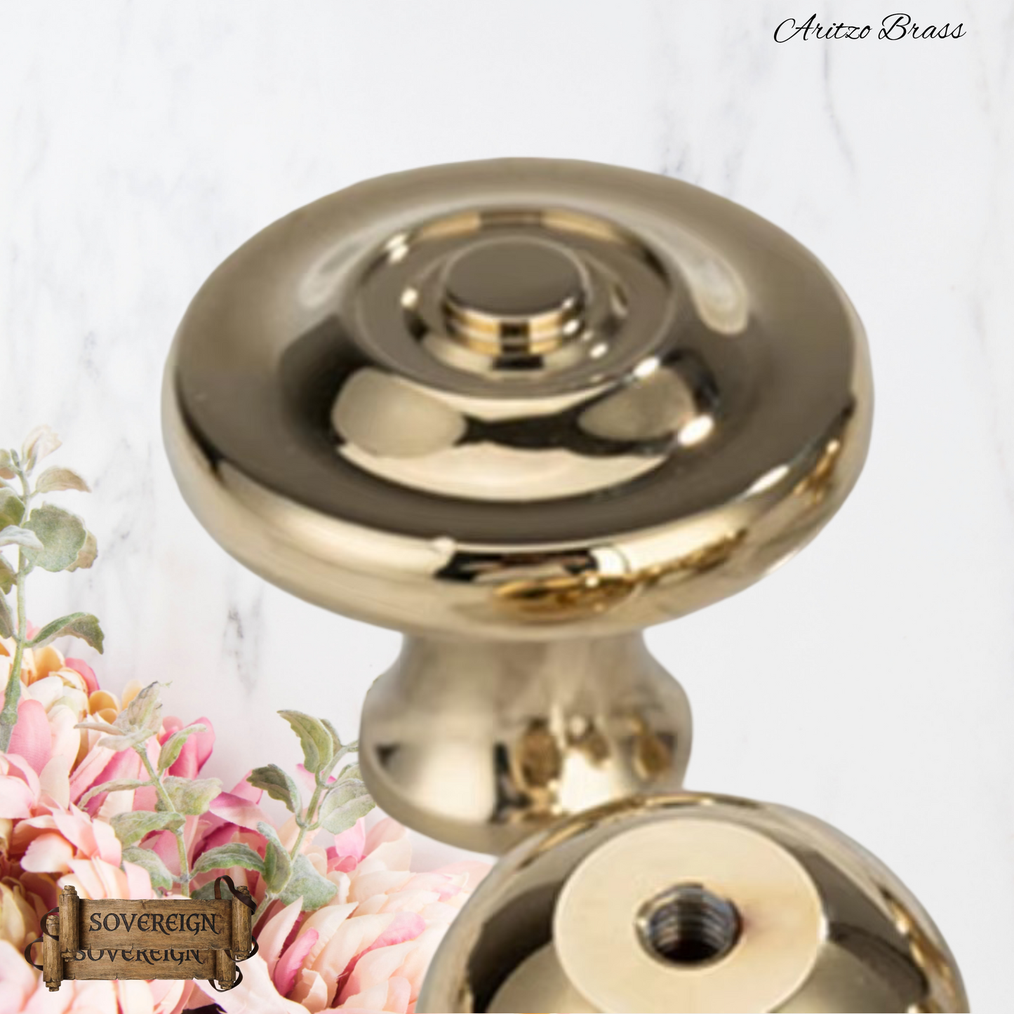 "Aritzo" Sovereign Circlet Brass cabinet/Drawer Knob 33mm dia