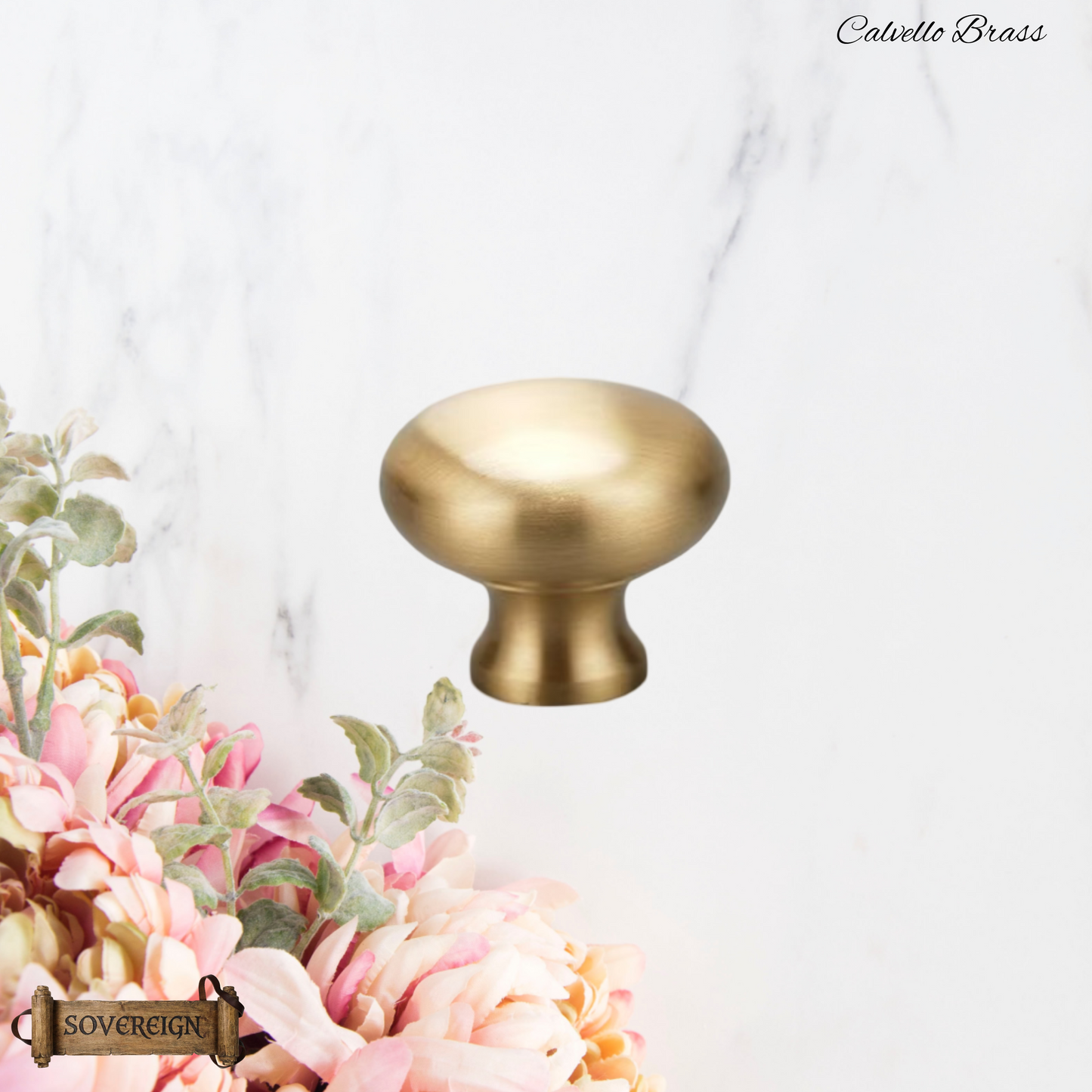 "Calvello" Sovereign majestic 25mm dia Brass cabinet / Drawer Knob-4 Finishes