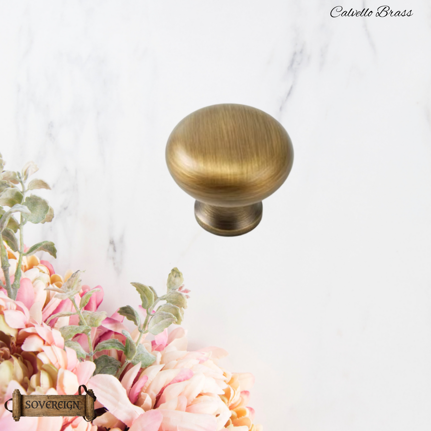 "Calvello" Sovereign majestic 28mm dia Brass cabinet / Drawer Knob-4 Finishes