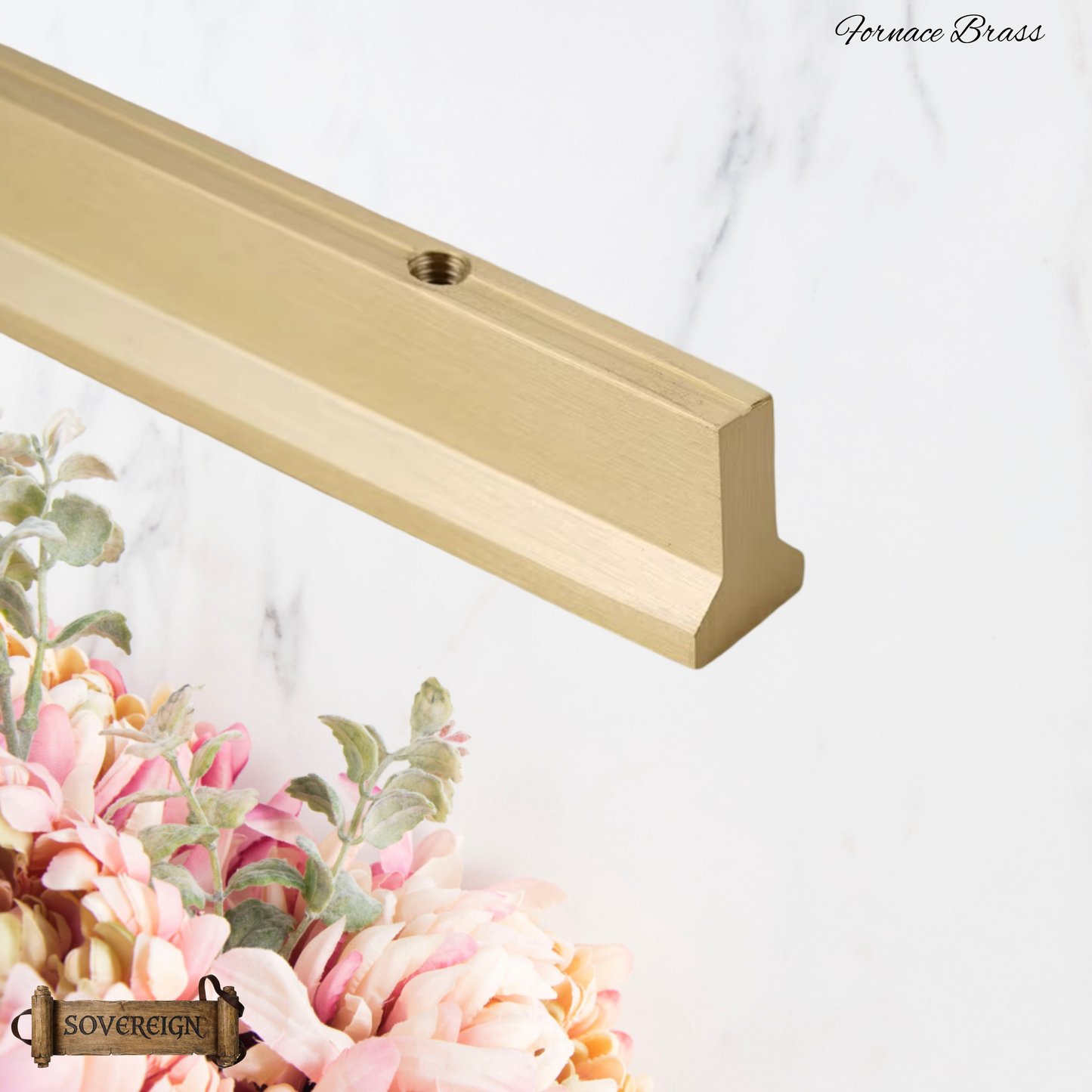 "Fornace" Sovereign Train Track Brushed Brass cabinet handle-300-1000mm