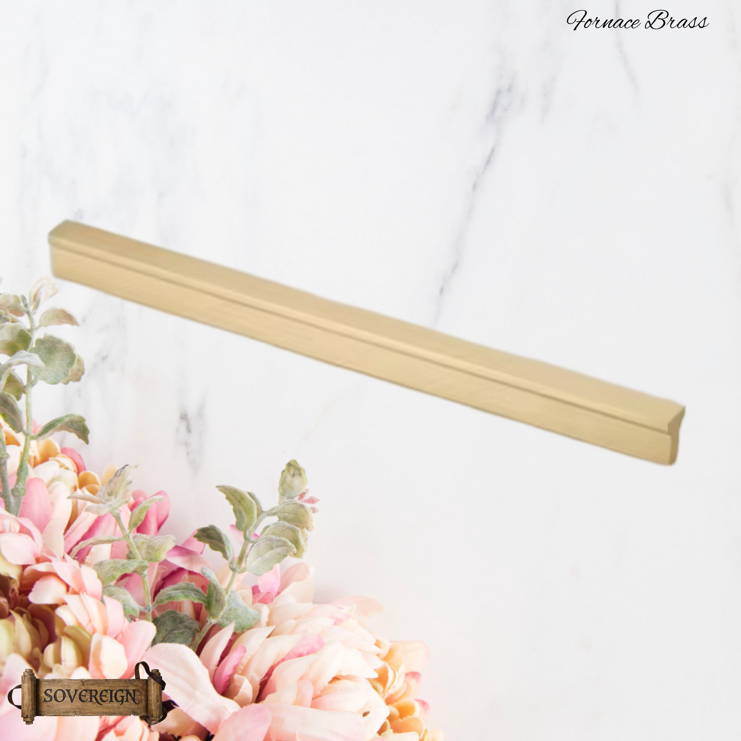"Fornace" Sovereign Train Track Brushed Brass cabinet handle-300-1000mm