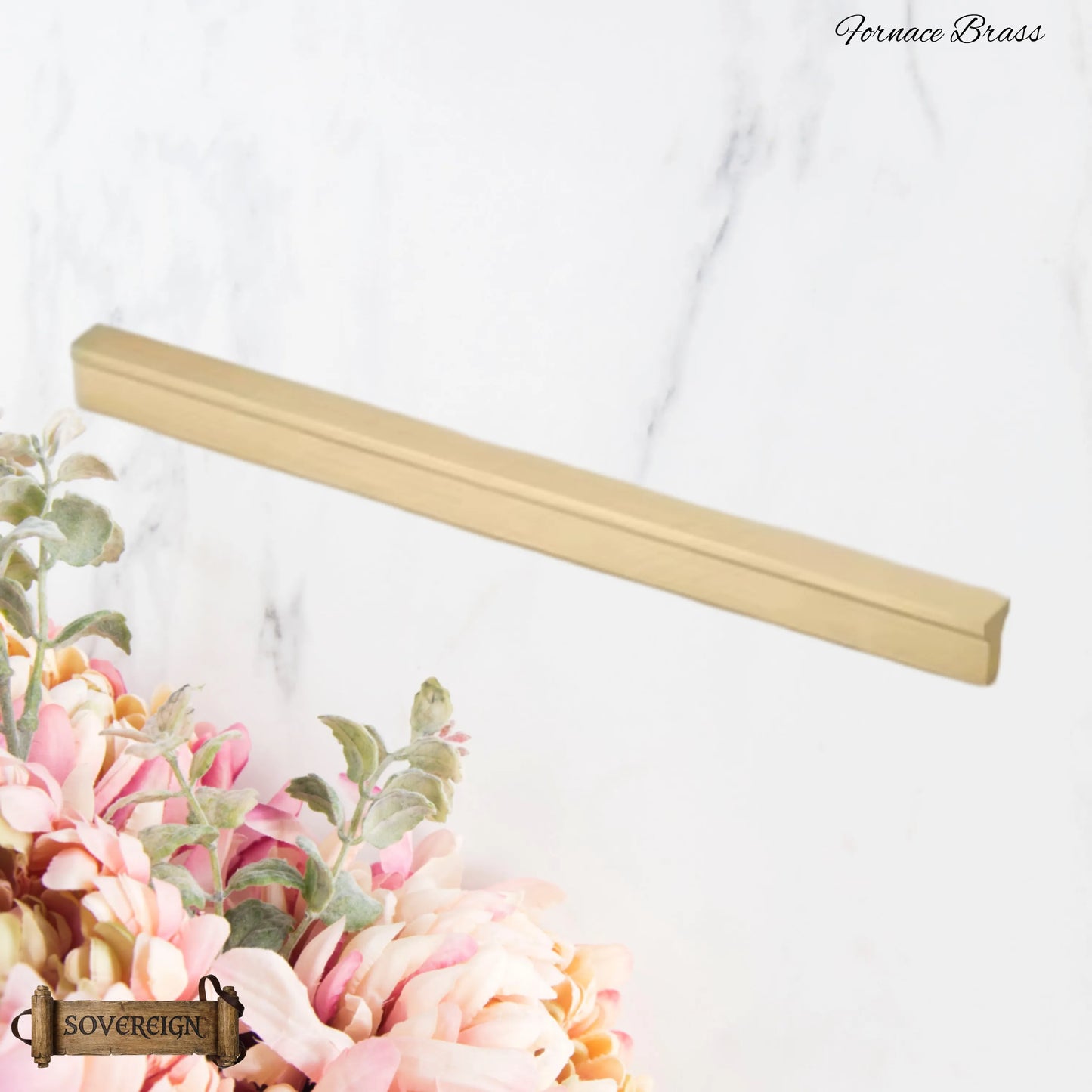 "Fornace" Sovereign Train Track Brushed Brass cabinet handle-300-1000mm