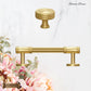 "Bicocca" Sovereign Wheel Brushed Brass cabinet T-Bar Handles -6 Sizes