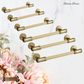 "Bicocca" Sovereign Wheel Brushed Brass cabinet T-Bar Handles -6 Sizes