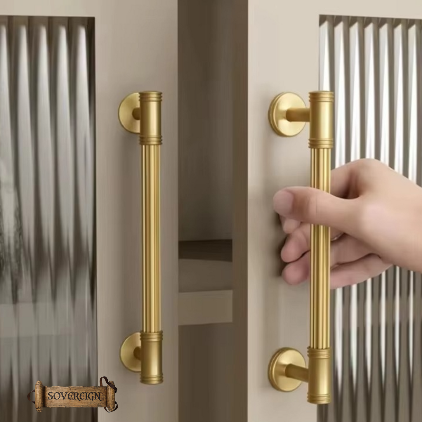 "Bicocca" Sovereign Wheel Brushed Brass cabinet T-Bar Handles -6 Sizes