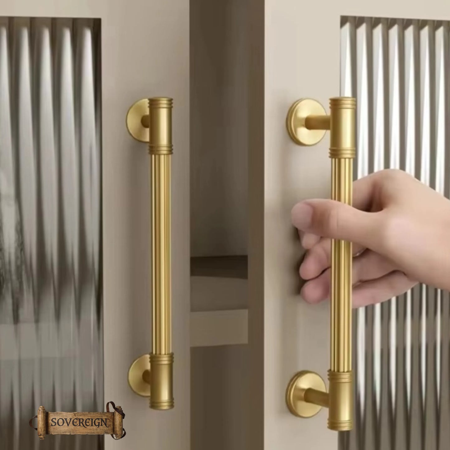 "Bicocca" Sovereign Wheel Brushed Brass cabinet T-Bar Handles -6 Sizes