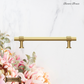 "Biccari" Sovereign Wheel Brushed Brass cabinet T-Bar Handles -7 Sizes