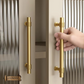 "Biccari" Sovereign Wheel Brushed Brass cabinet T-Bar Handles -7 Sizes