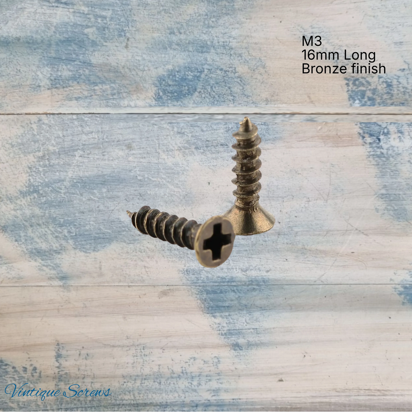 16mm long Bronze wood screw (pkt 10) M3