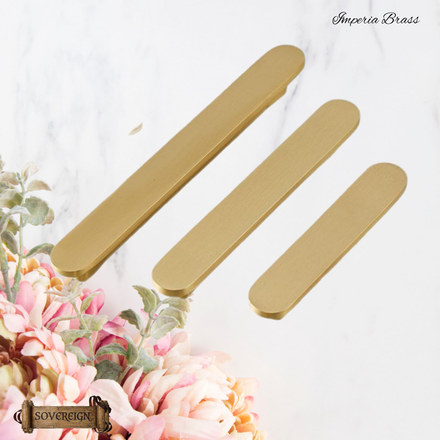 "Imperia" Sovereign Table Top Brushed Brass cabinet handle pull  -4 Sizes