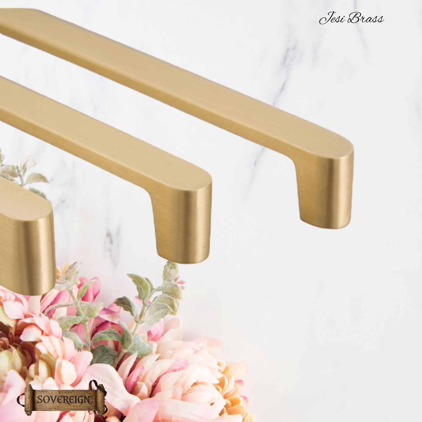 "Jesi" Sovereign Stylish Brushed Brass cabinet D-Handle Pulls -4 Sizes