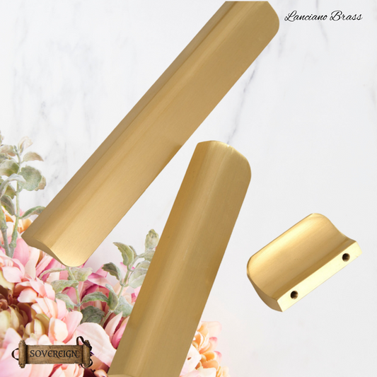 "Lanciano" Sovereign Brushed Brass cabinet Lipped Handle  -6 Sizes