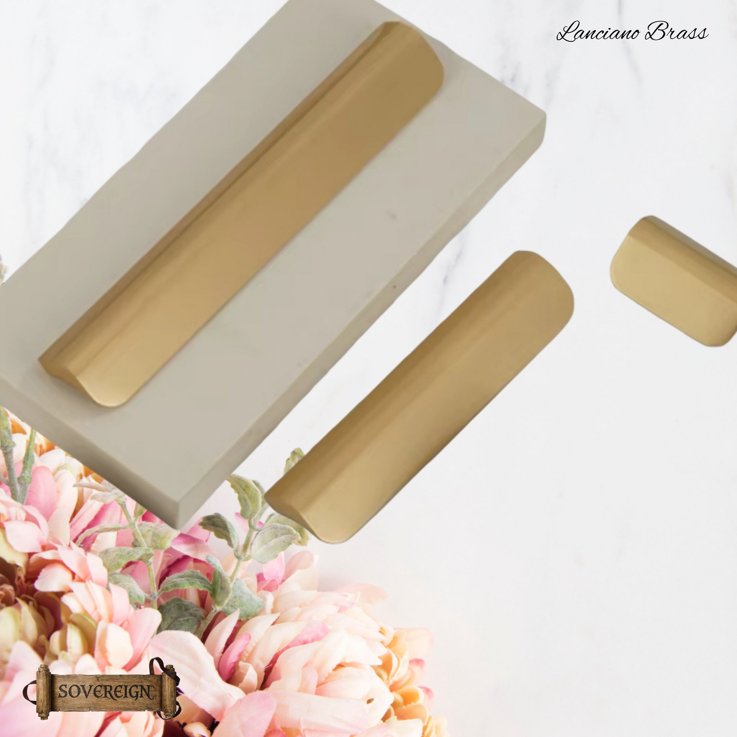 "Lanciano" Sovereign Brushed Brass cabinet Lipped Handle  -6 Sizes