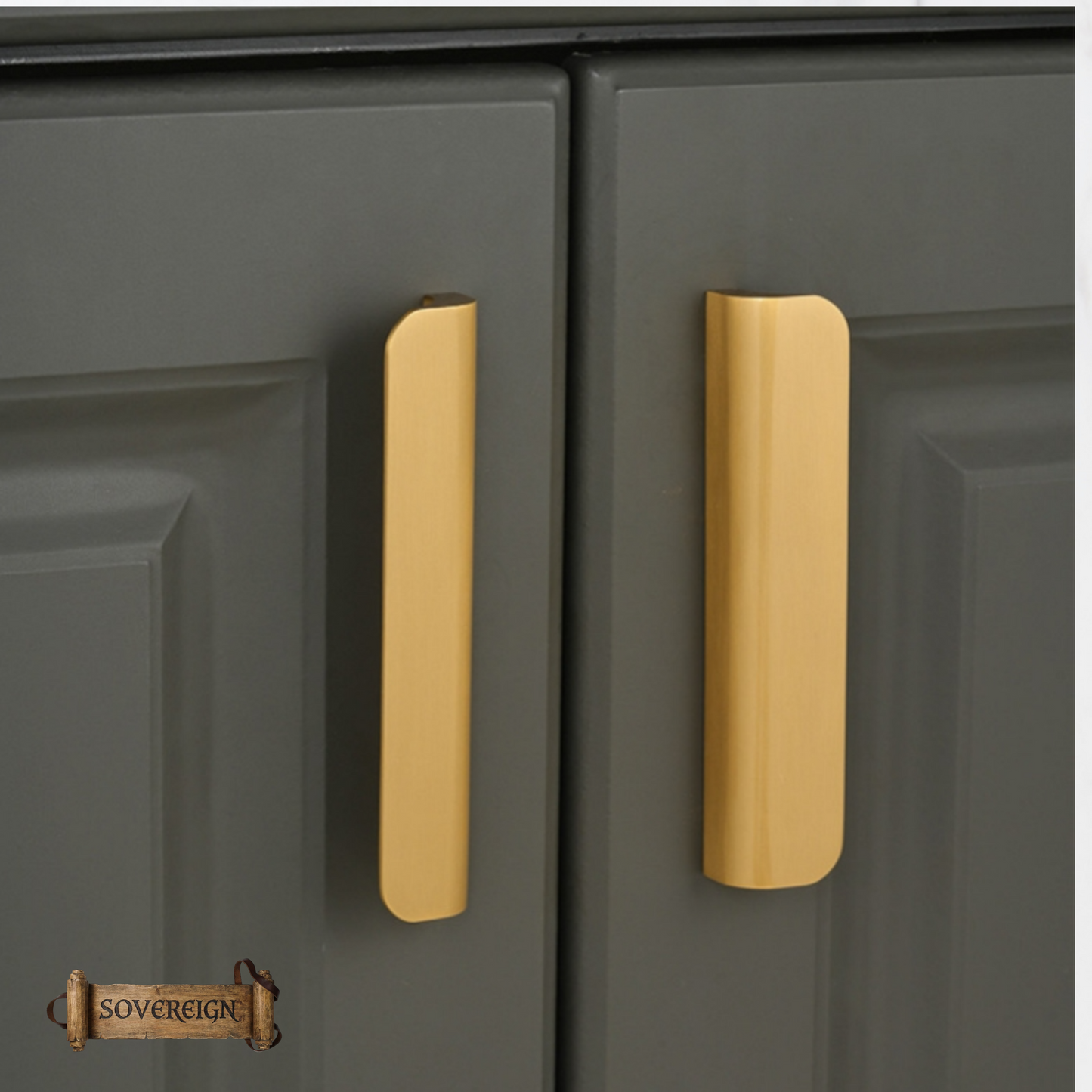 "Lanciano" Sovereign Brushed Brass cabinet Lipped Handle  -6 Sizes