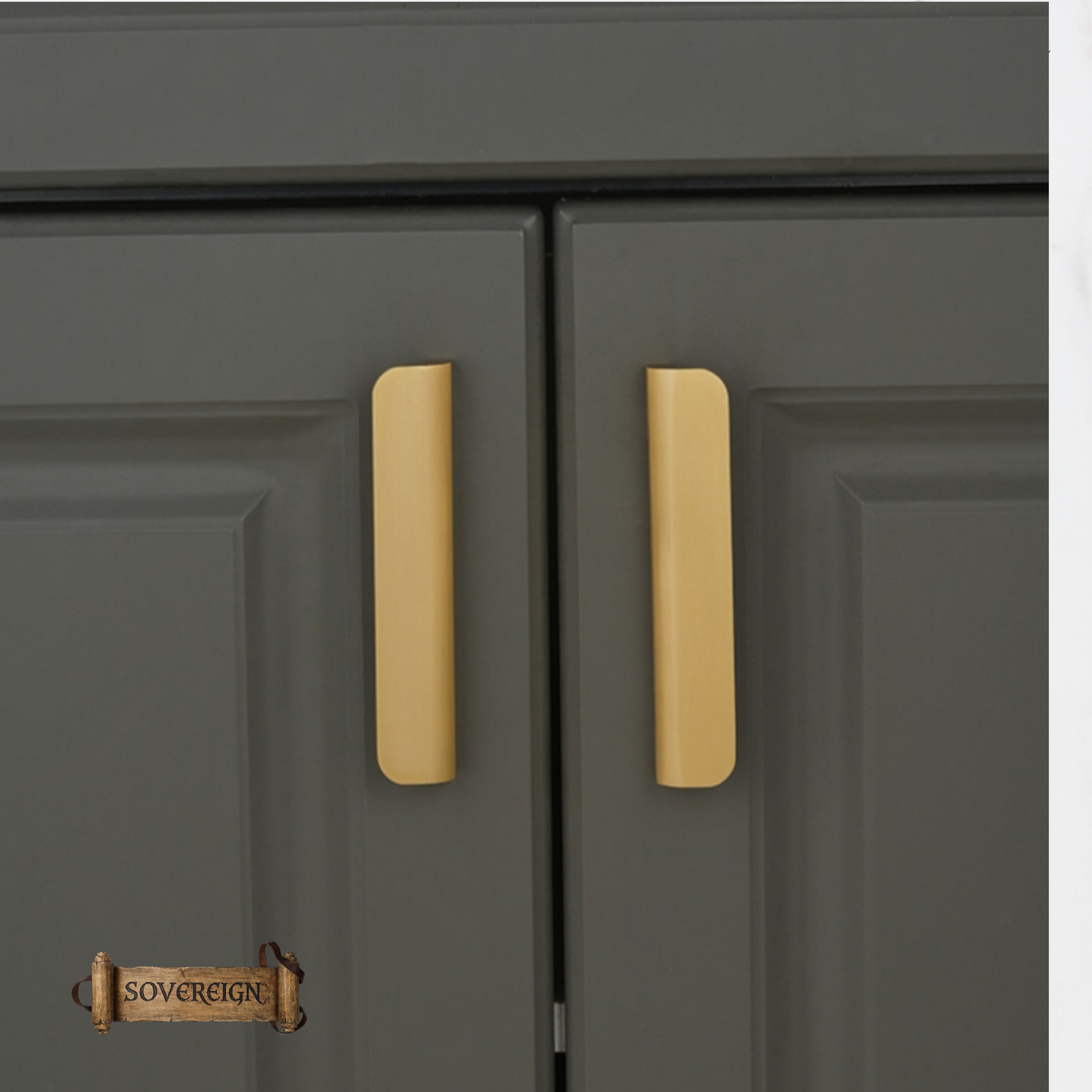 "Lanciano" Sovereign Brushed Brass cabinet Lipped Handle  -6 Sizes