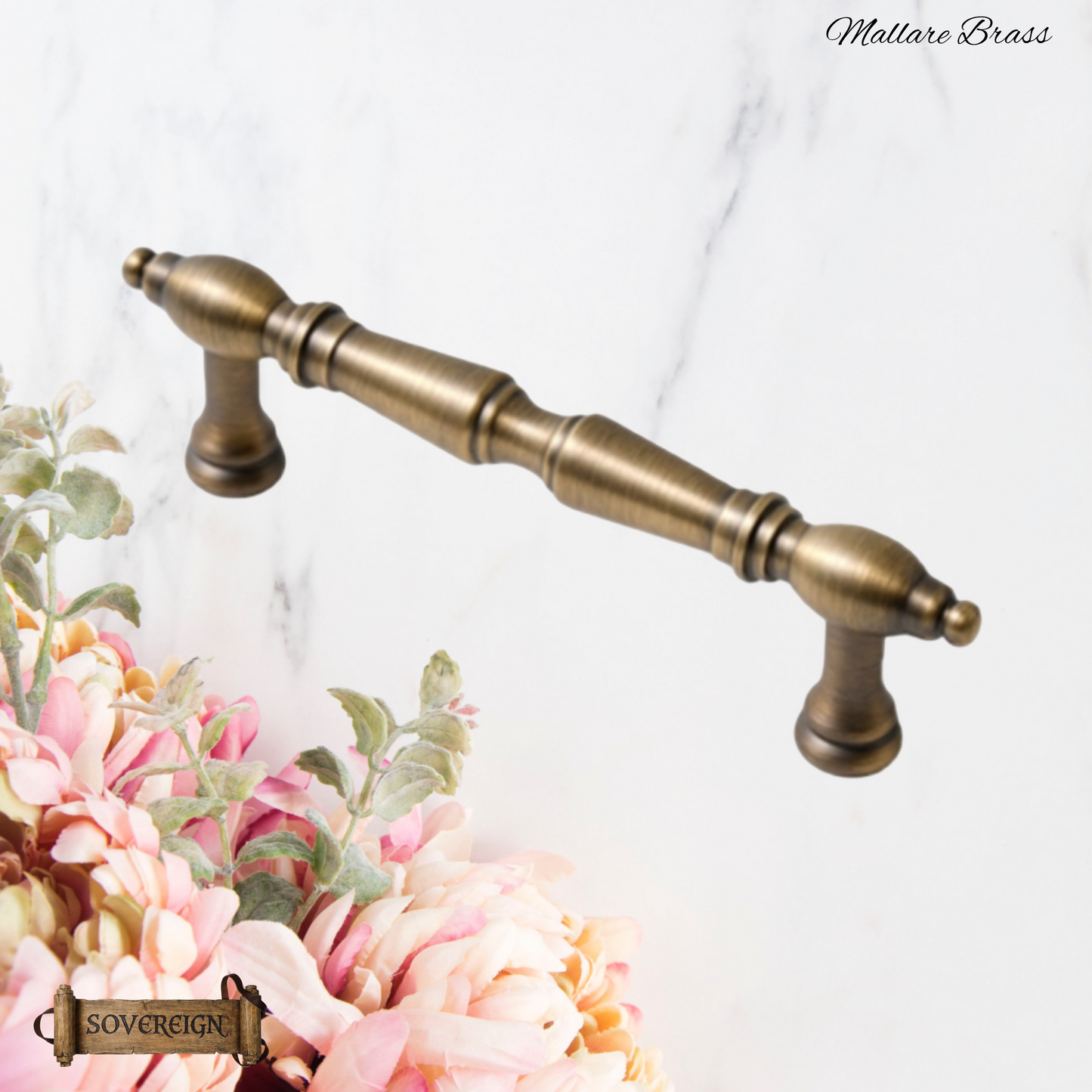 "Mallare" Sovereign Antiqued Brass cabinet T-Bar Handles -5 Sizes