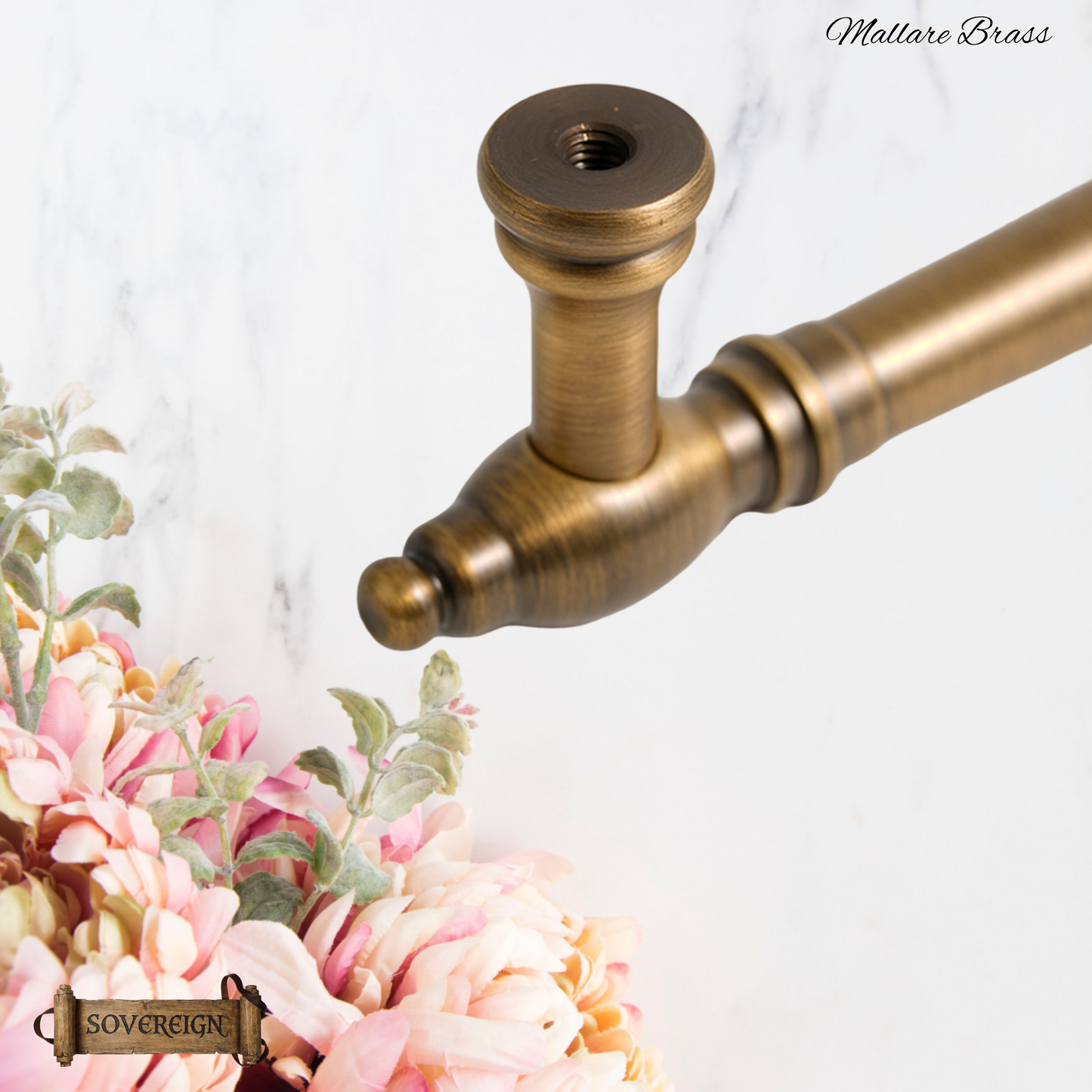 "Mallare" Sovereign Antiqued Brass cabinet T-Bar Handles -5 Sizes