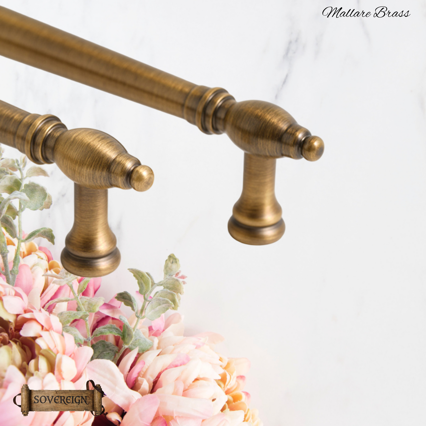 "Mallare" Sovereign Antiqued Brass cabinet T-Bar Handles -5 Sizes