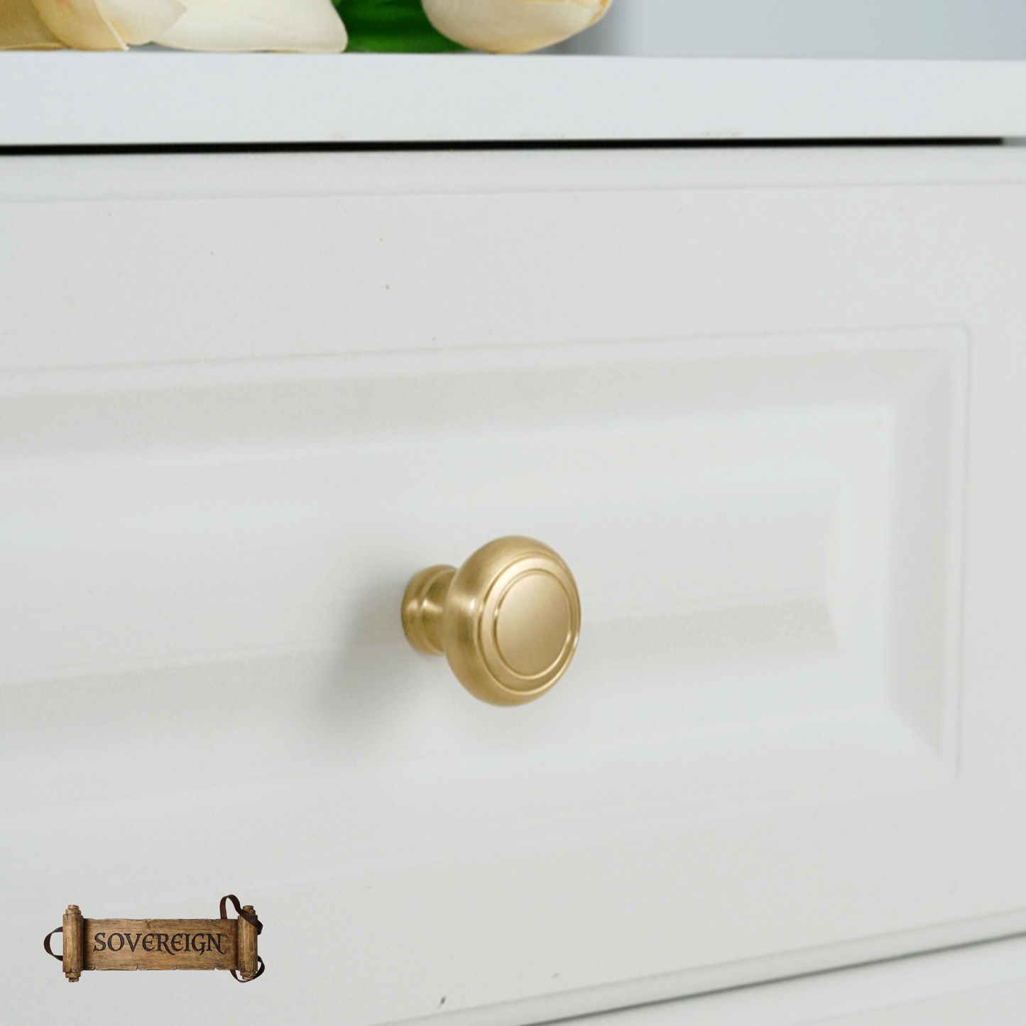 "Naples" Sovereign Luxury Brushed Brass cabinet / Drawer Knob -2 sizes