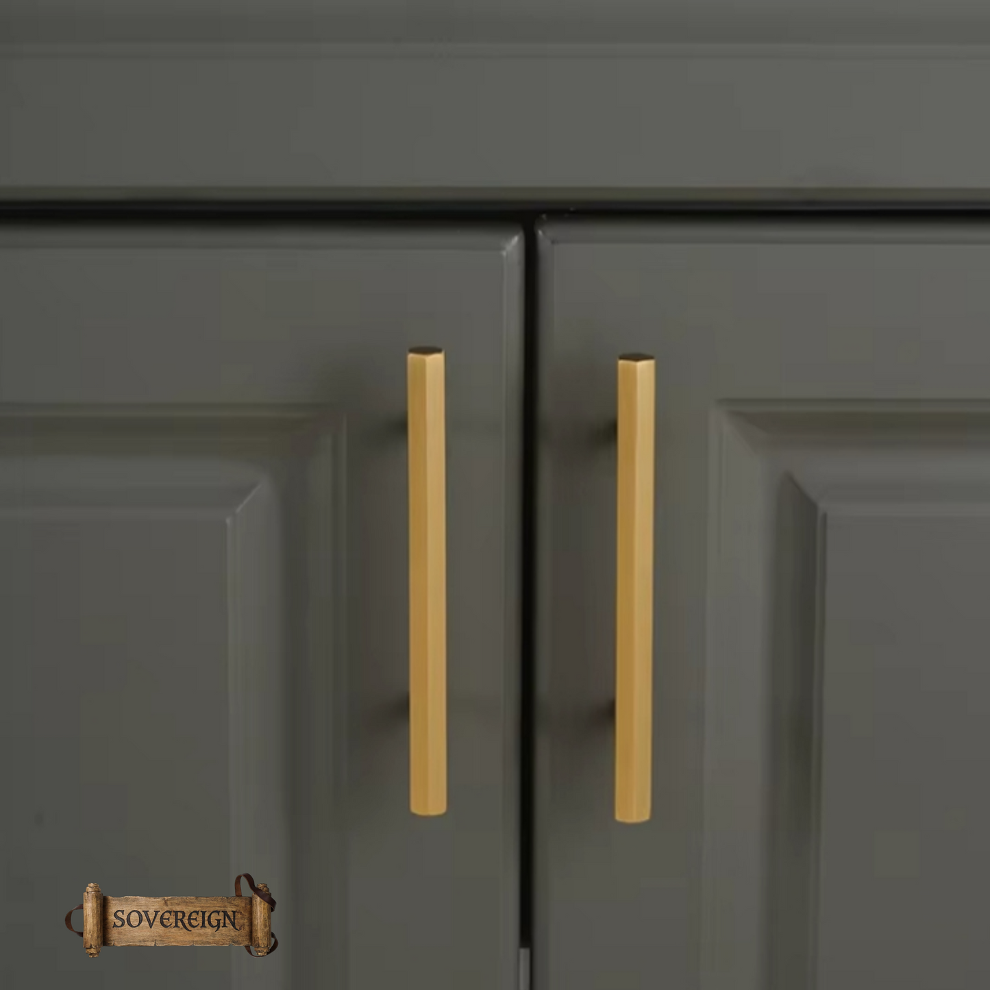 "Omegna" Sovereign Hexangonal Brushed Brass T-Bar cabinet/Drawer handle-9 Sizes