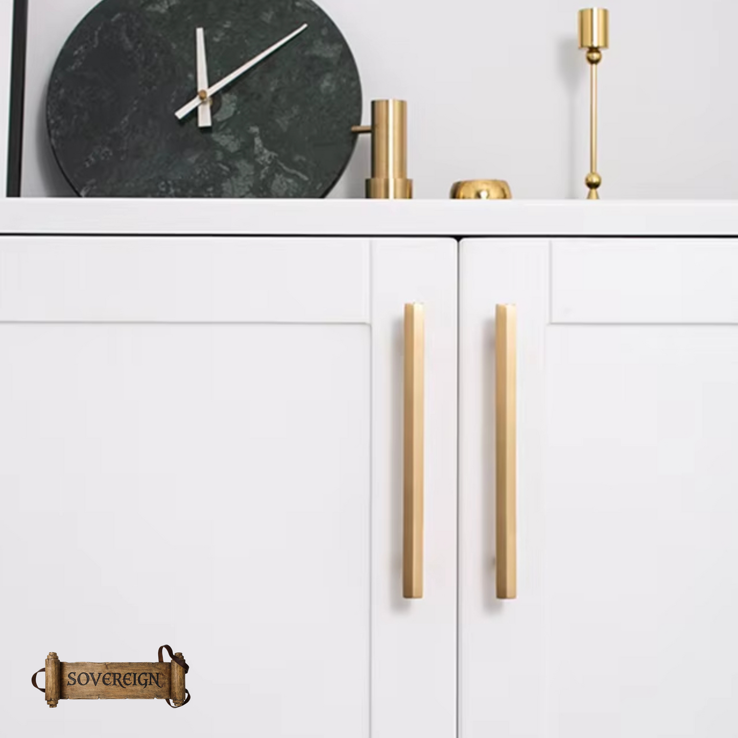 "Omegna" Sovereign Hexangonal Brushed Brass T-Bar cabinet/Drawer handle-9 Sizes