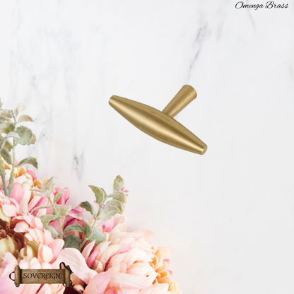 "Parma" Sovereign Spire Brass cabinet T-Bar Handles -7 Sizes