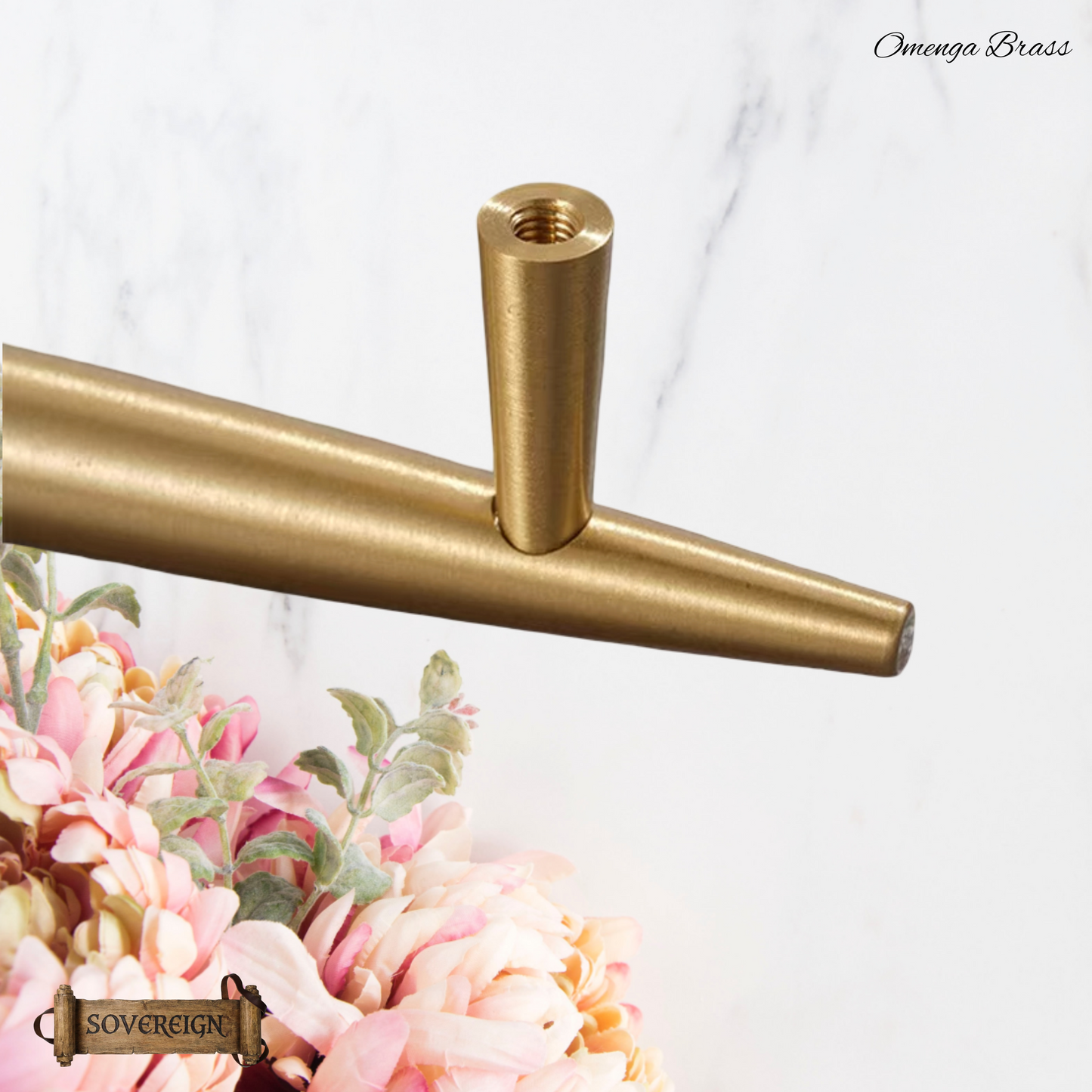"Parma" Sovereign Spire Brass cabinet T-Bar Handles -7 Sizes
