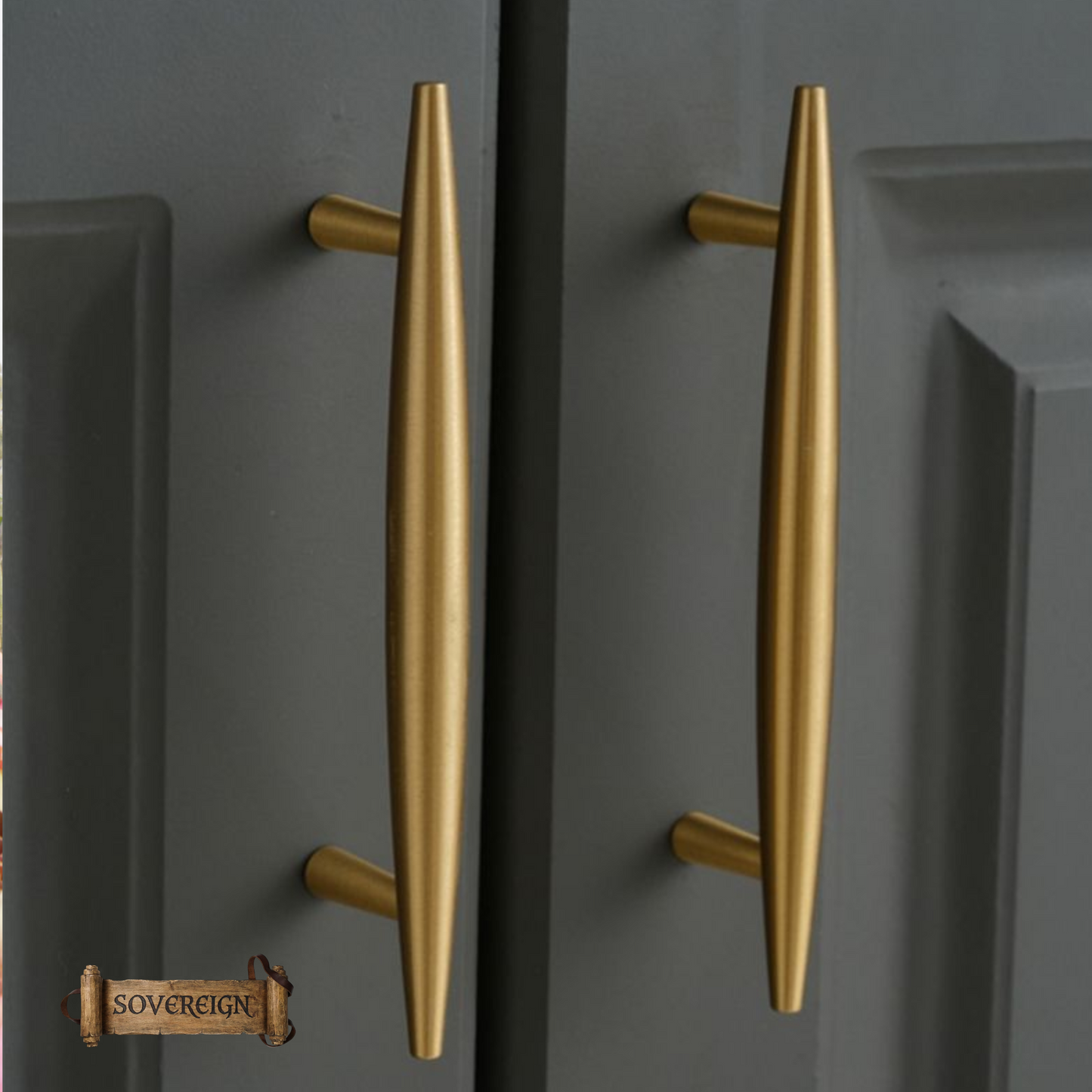 "Parma" Sovereign Spire Brass cabinet T-Bar Handles -7 Sizes