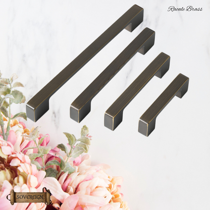 "Racale" Sovereign lovely Antiqued Brass cabinet D-Handle Pulls -5 sizes