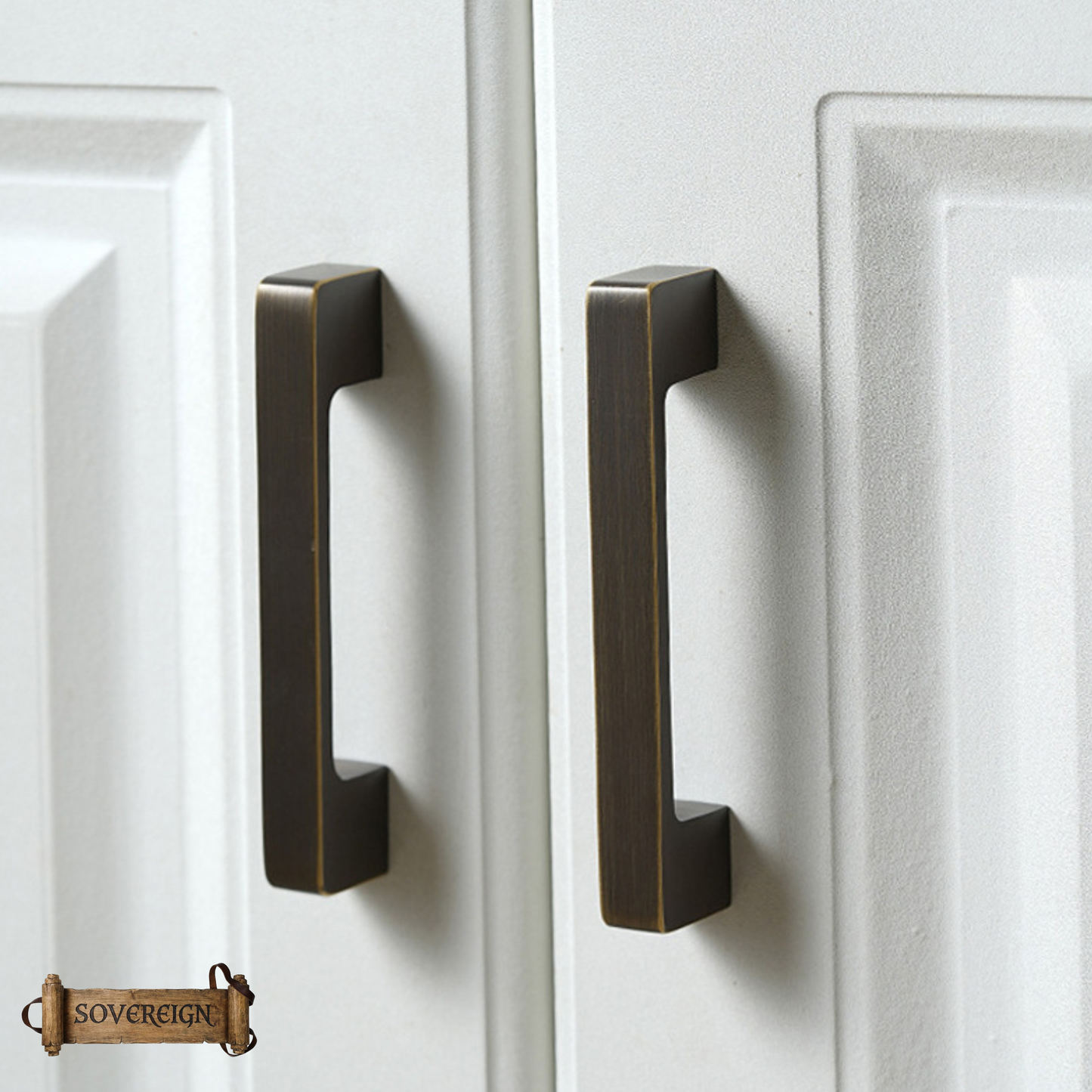 "Racale" Sovereign lovely Antiqued Brass cabinet D-Handle Pulls -5 sizes