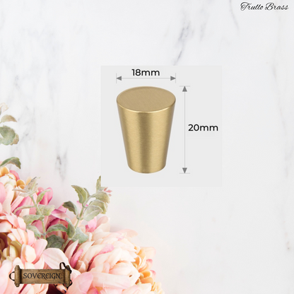 "Trullo"Sovereign Cone Brushed Brass cabinet / Drawer Knob (4 sizes)