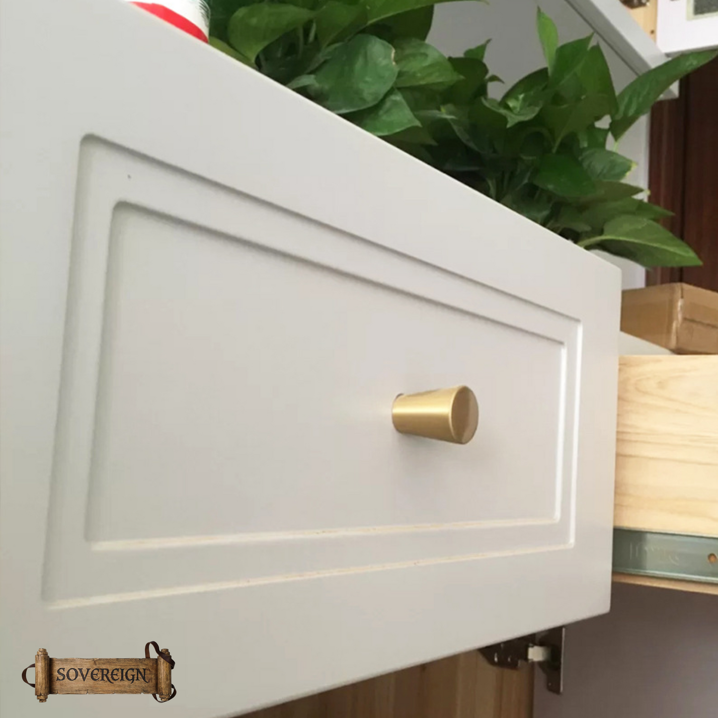 "Trullo"Sovereign Cone Brushed Brass cabinet / Drawer Knob (4 sizes)