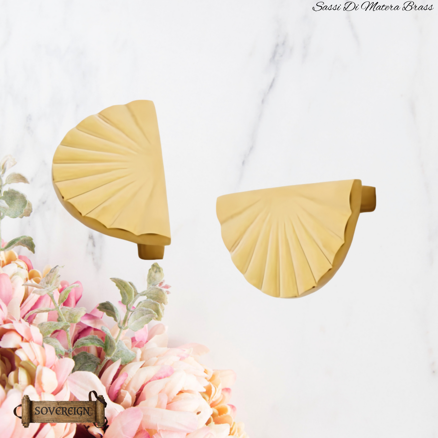 "Sassi Di Matera"Sovereign Fan Brass cabinet / Drawer Pull (4 Finishes)