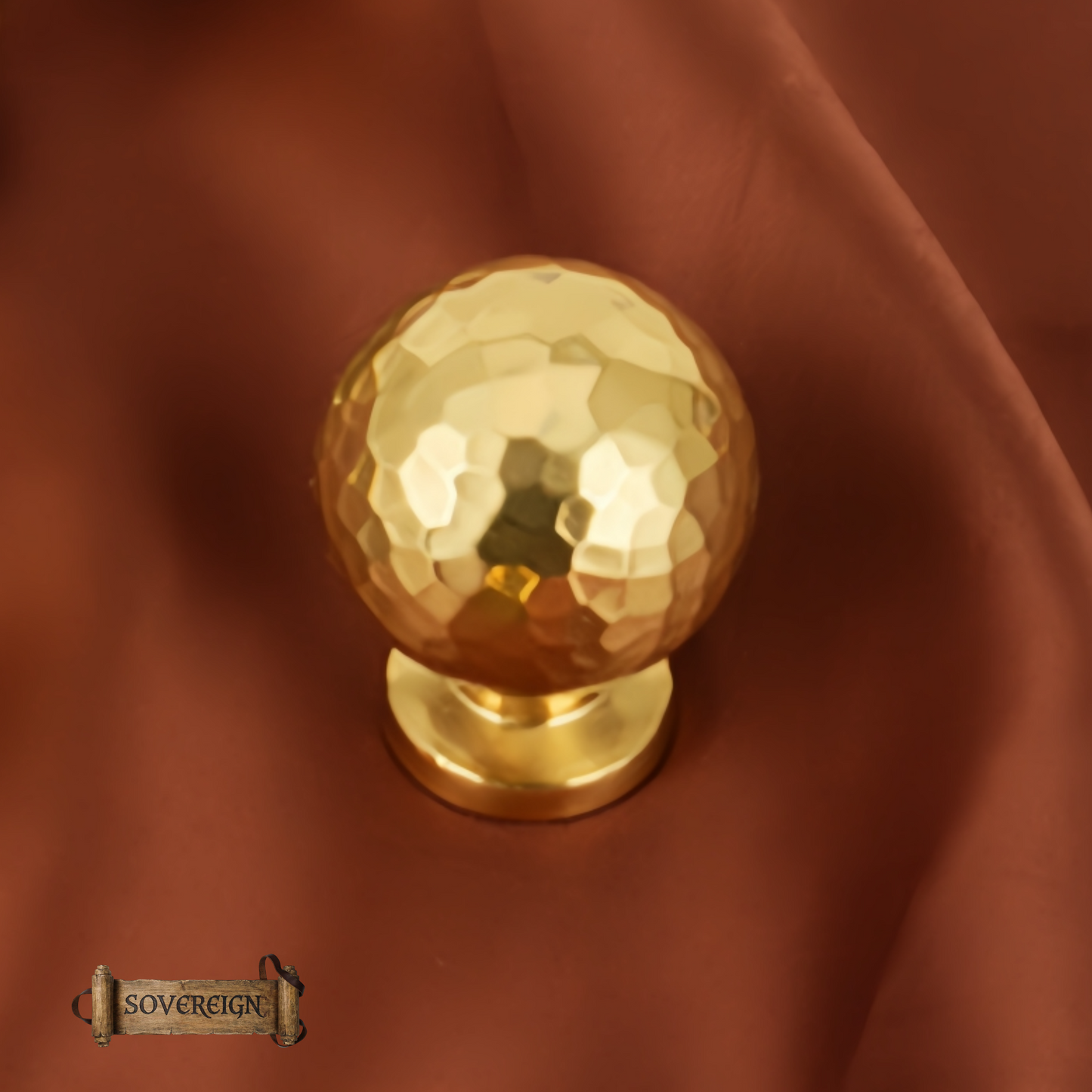 "Londa"Sovereign Hammered Brass Ball cabinet / Drawer Knob 24mm dia
