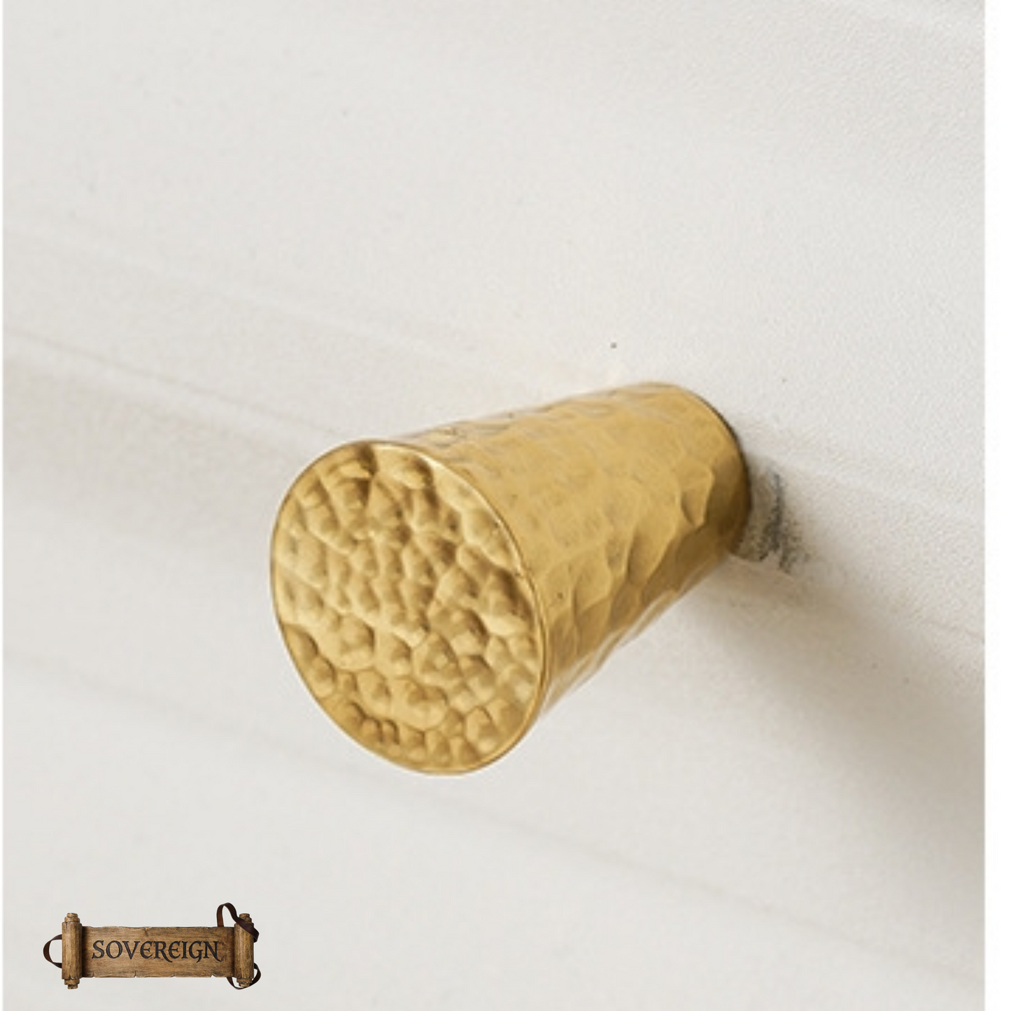 "Jesolo"Sovereign Hammered Brass Cone cabinet / Drawer Knob 20mm dia