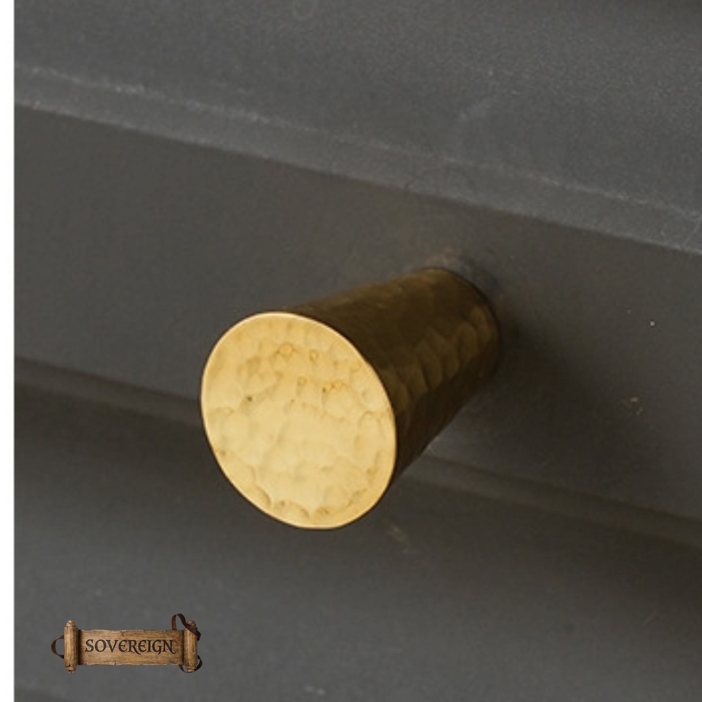 "Jesolo"Sovereign Hammered Brass Cone cabinet / Drawer Knob 20mm dia
